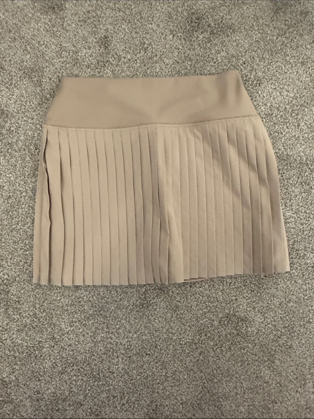 Pleated Mini Skirt in Beige